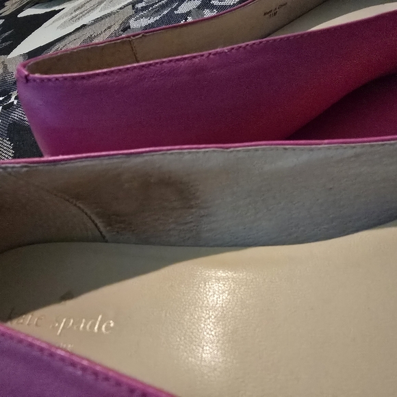 Kate Spade Braylee Deep Pink Nappa Flats with Gold Bow - Picture 3 of 6